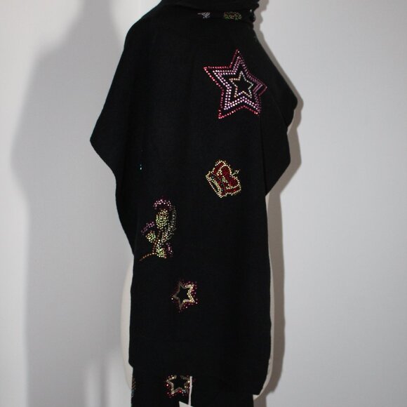 NWT Johnny Was Biya JWLA 3J Workshop Ladie Rhinestone Scarf Knit Wool Cashmere - Picture 5 of 8